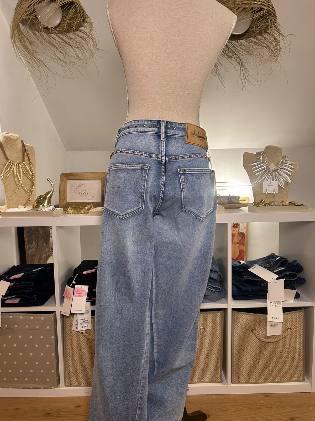Pantalón Denim Tachuelas Laterales - foto 2