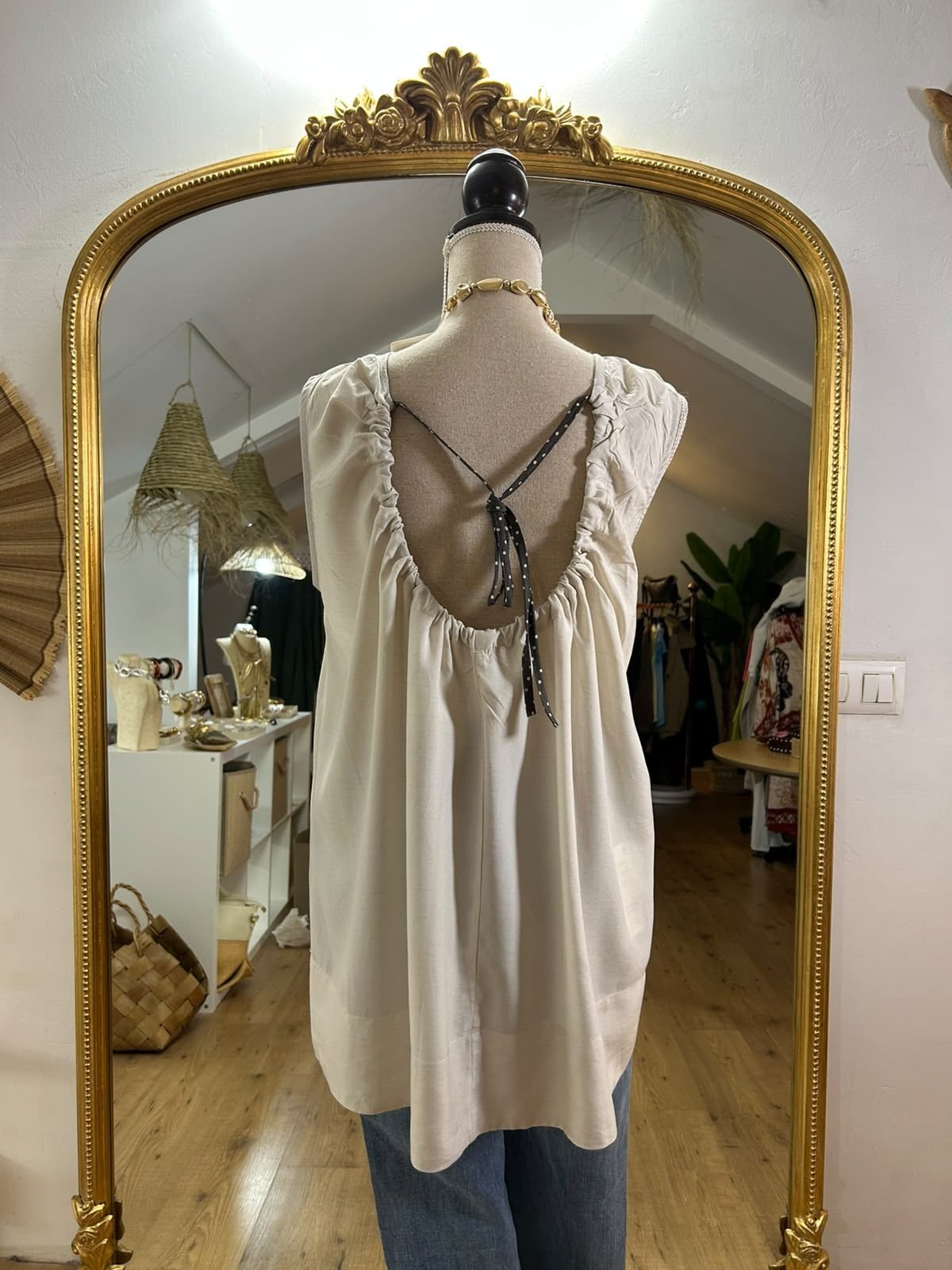 Blusa de lino con topos - foto 2