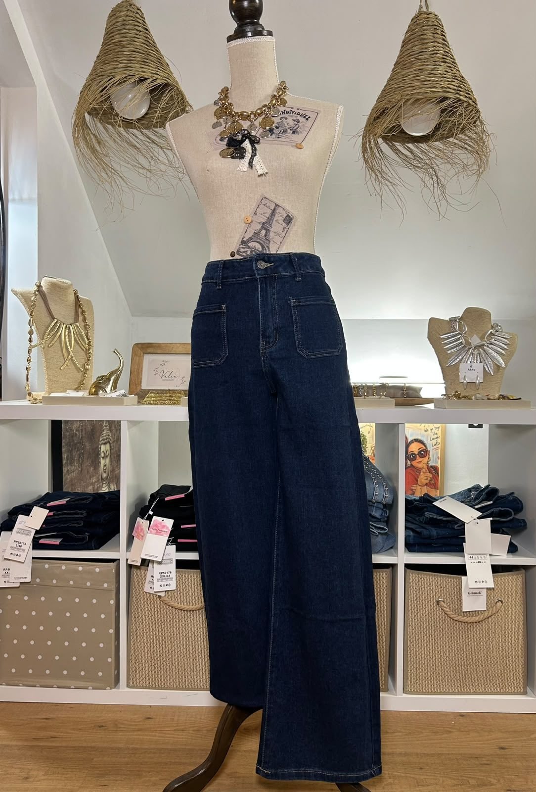 Jeans Wide Leg Bolsillos Frontales