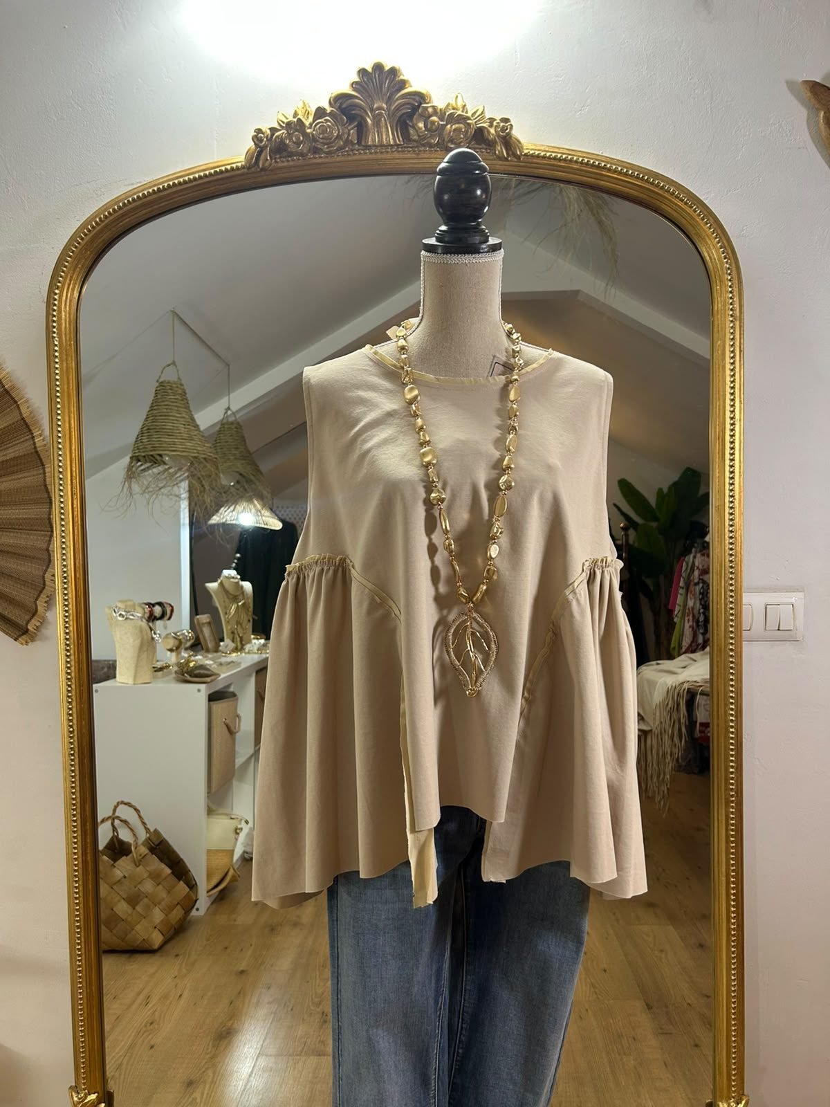 Blusa Cotone Corte Evasé