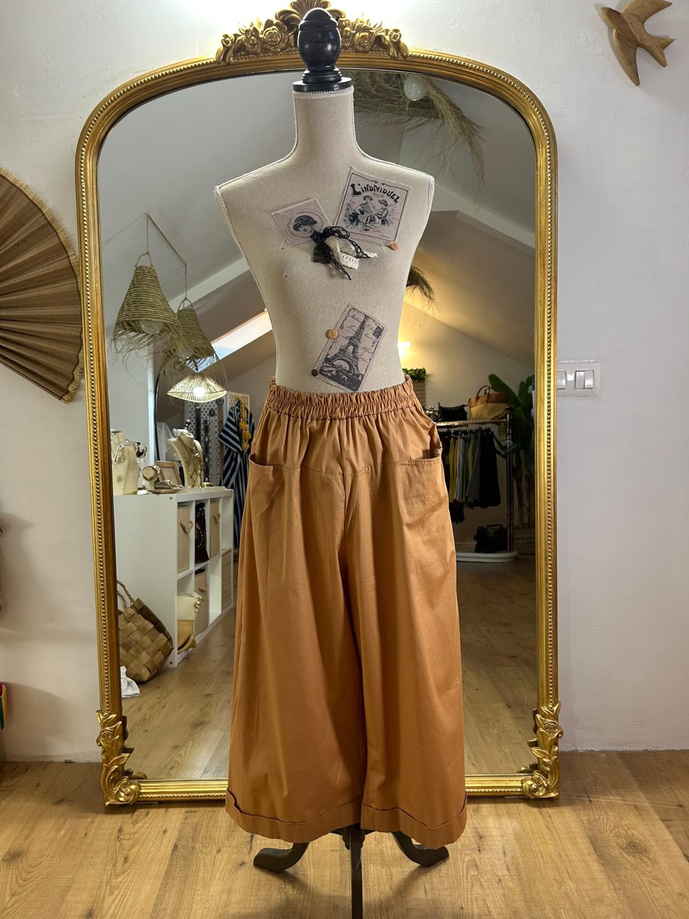 Pantalón Ancho Cintura Fruncida