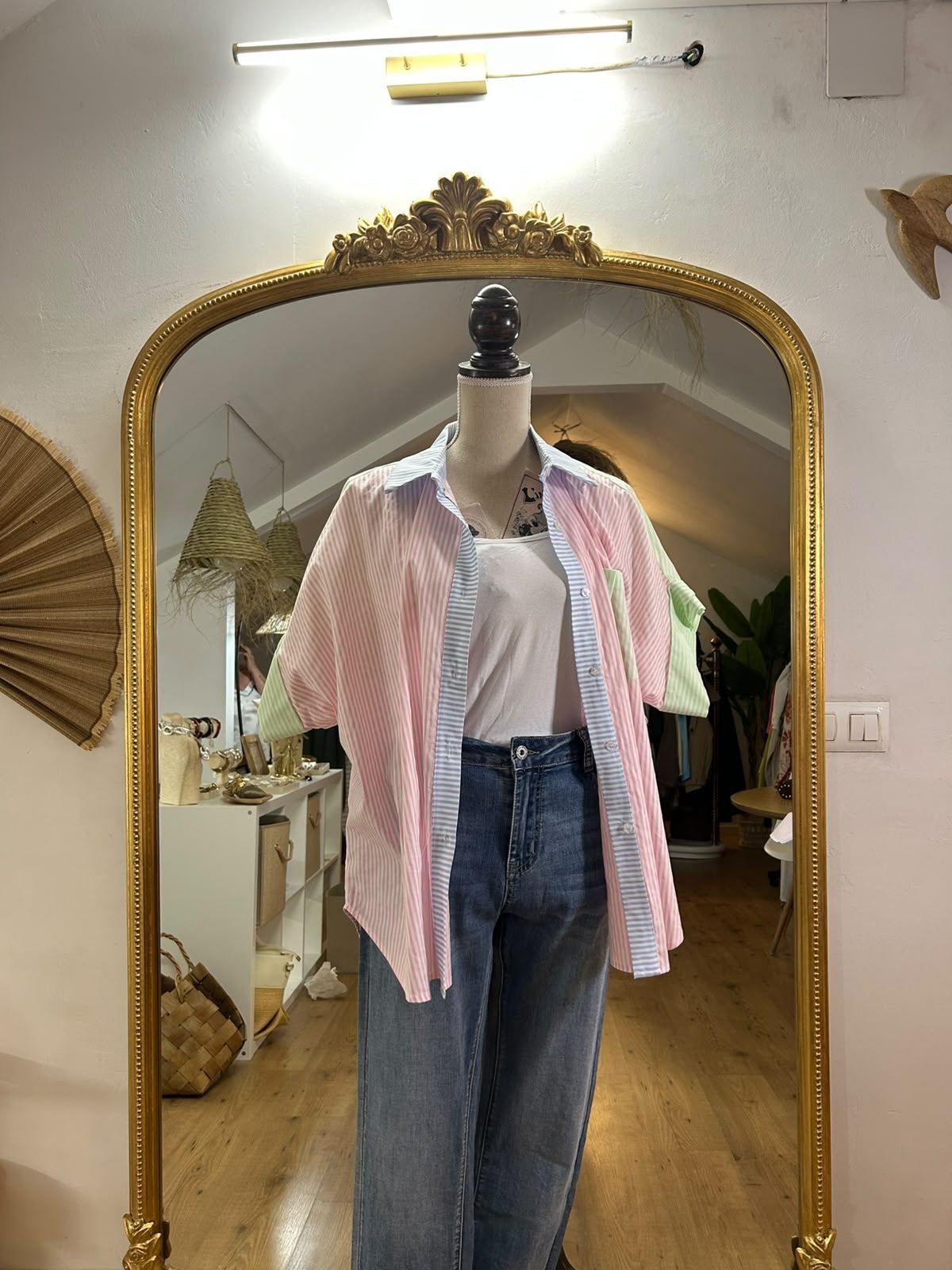 Camisa Oversize Rayas Pastel - foto 2
